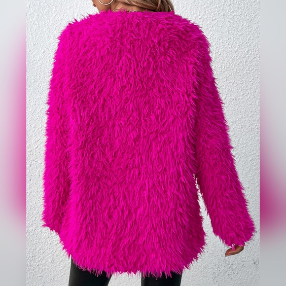 Open Front Fuzzy Coat - Picture 3 of 5